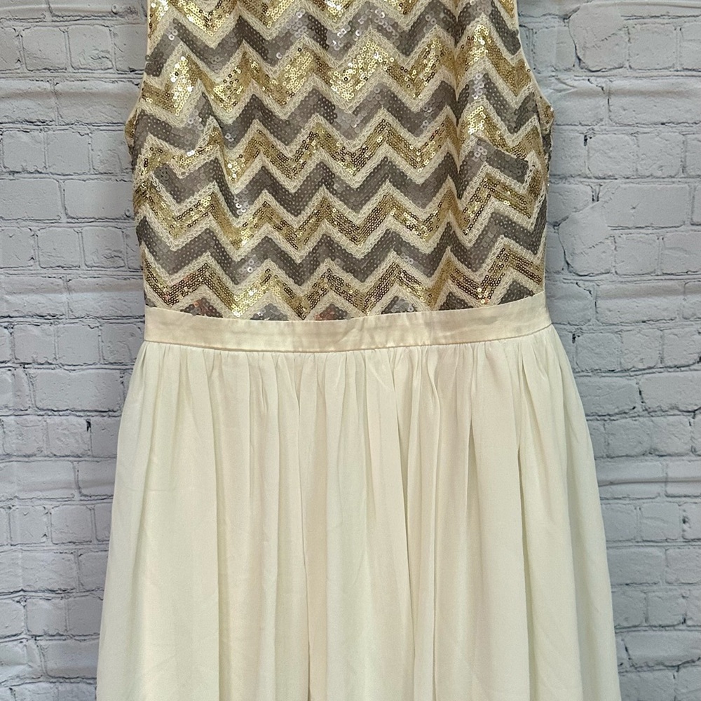 Forever 21 Gold and Cream Embellished A-line Cocktail Dress